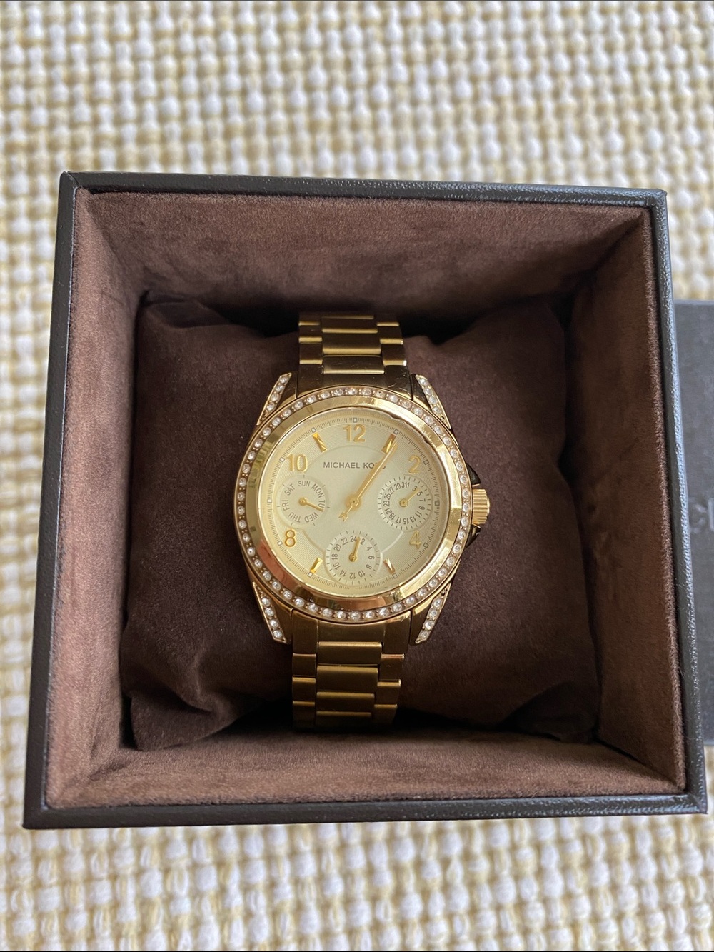 Michael Kors Gold-tone Crystal Bezel Chronograph Watch Women’s - Picture 9 of 9
